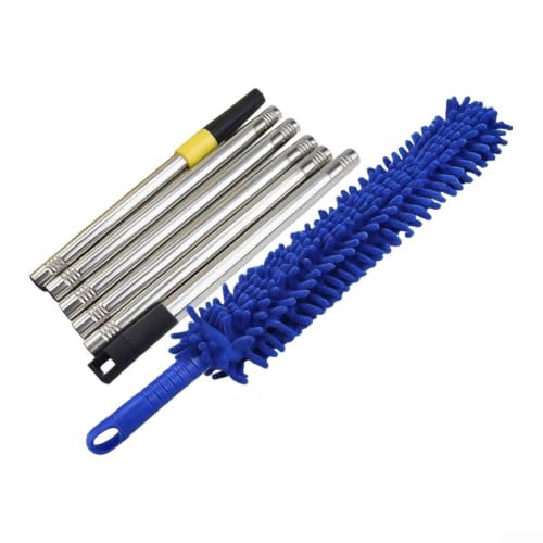 Electrostatic Feather Duster with Extendable Rod - Flexible High-Density Chenille Wand for Ceiling Fans & Blinds - Blue 35cm Head(6) - view 2