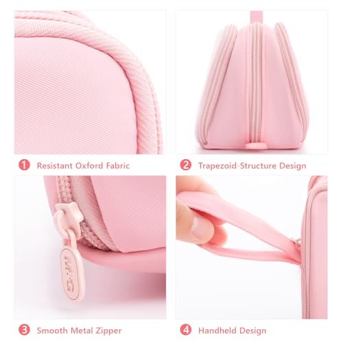 Large Pencil Case 3 Compartment Pouch Pen Bag Pink - view 4