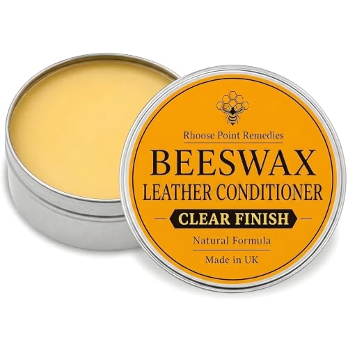 Premium Beeswax Leather Conditioner & Balm – Hand-Poured Natural Restorer for Boots, Bags, Jackets, Furniture, Car Seats & More – Cleans, Conditions & Protects – 1.0 Fl Oz