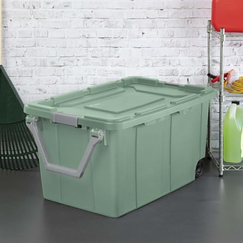 Extra Large Storage Bin, 40 Gallon Wheeled Plastic Storage Container with Handle, Green, Pack of 2 (GREEN) - view 5