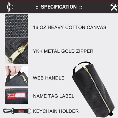 Rough Enough Waxed Canvas Small Tool Pouch Bag, Black - view 4