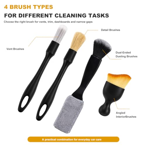 8PCS Car Detailing Brush Set, Multi-Use Auto Interior & Exterior Cleaning Brushes Soft Bristle Detailing Tools, Vehicle Brush Kit for Cleaning Air Vents Center Console Seat Gaps - view 3