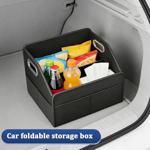 Car Seat Organizer, Foldable Multifunctional Vehicle Front and Back Seat Floor Storage Box with Metal Handle, Collapsible Automotive Interior Caddy Organizer, Universal for SUV Van Truck - view 3