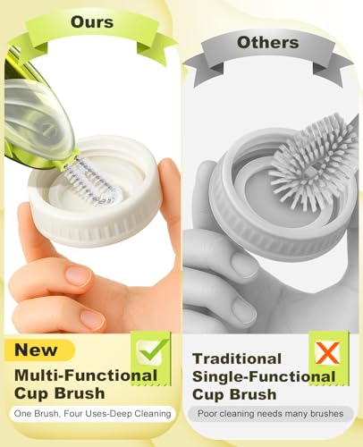 4 in 1 Cup Lid Gap Cleaning Brush Set 2 Pcs - Multifunctional Bottle Cleaning Brush Tools for Home Kitchen and Travel Cleaning | Portable Silicone Cup Lid Cleaner in 2 Colors - view 5