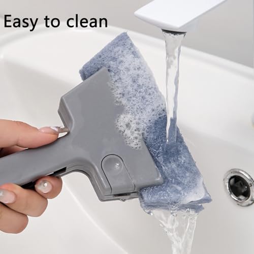 Window Track Cleaner Tool, 3Pcs 4-in-1 Groove Cleaning Brush (with Bristle Brush, Gap Dustpan, Scraper) + 4pcs Replacement Cloth, Washable Cleaning Gadgets for Sliding Door, Sill, Car Vents - view 6