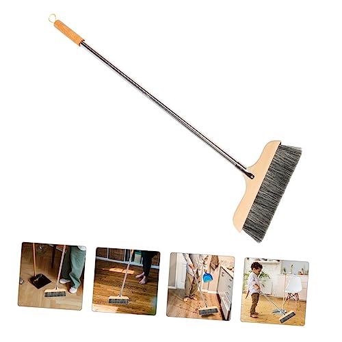 Wooden Broom with Stainless Steel Handle Soft Bristle Cleaning Brush for Hardwood Floors Carpets Indoor Use Lightweight Anti-Static Design for Easy Sweeping - view 4