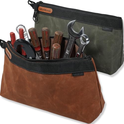 2-Pack Heavy-Duty Waxed Canvas Tool Pouches, 14-Inch Tool Pouch