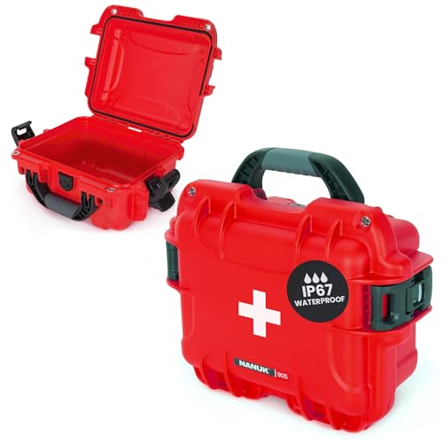 905 Waterproof First Aid Case Empty – Durable, Medical First Aid Organizer Case, IP67-Rated, Dustproof, Impact-Resistant, and Floats (9.4" x 7.4" x 5.5") – Red