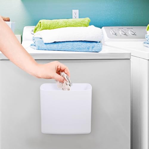 Magnetic Laundry Storage, Large Lint Holder Bin, Space-Saving Trash Container Hanging on Dryer, Washer or Wall Mount (Gray White) - view 5