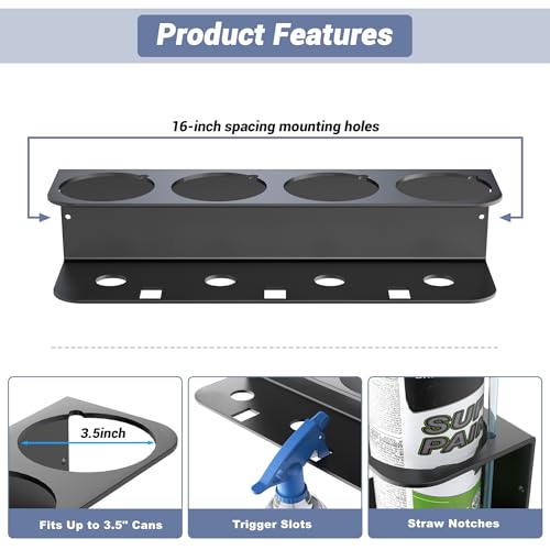 Spray Bottle Holder Wall Mount, Metal Spray Can Storage Rack - view 3
