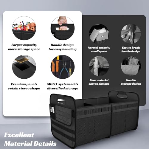 Car Trunk Organizer for SUV- 70L Tactical MOLLE Car Storage, Black - view 6