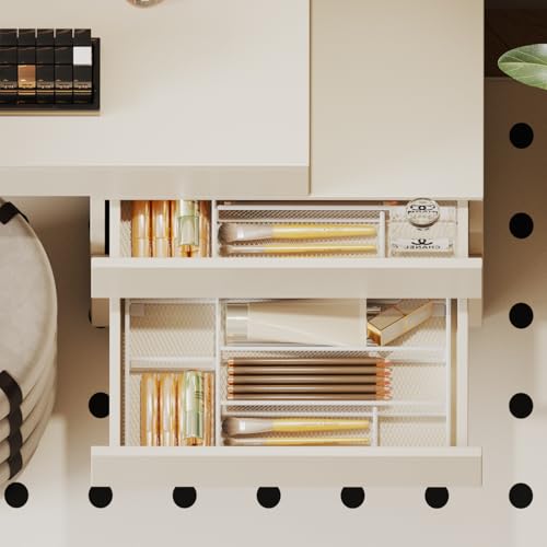 Desk Drawer Organizer Tray, Mesh Desk & Office Drawer Organizer, Suitable for Tools, Pencils & Office Supplies Storage (White) - view 3
