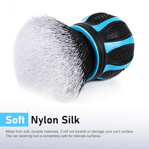 Car Detailing Brush, Ultra-soft Microfiber Bristles Brush with Storage Rack, Non-slip Ball-shaped Handle Cleaning Tool, Interior Gap Cleaner for Car & Home & Office (Blue) - view 5