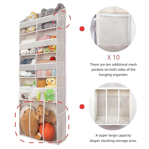 Extra Large Over The Door Organizer with Clear Pockets - 8 Compartments & XL Bottom Storage, Heavy-Duty Hanging Organizer for Bathroom, Bedroom, Closet (57 Inch Height). - view 3