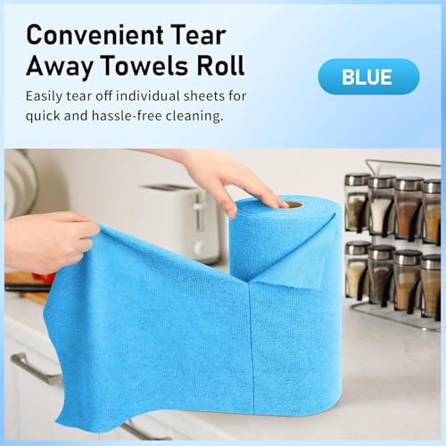 Microfiber Cleaning Cloth Roll,300 Pack Tear Away Microfiber Towels, Reusable Washable Shop Towels, Lint Free All-Purpose Cleaning Rags for Car Kitchen Garage Bar 11.5"x11.5" - view 2