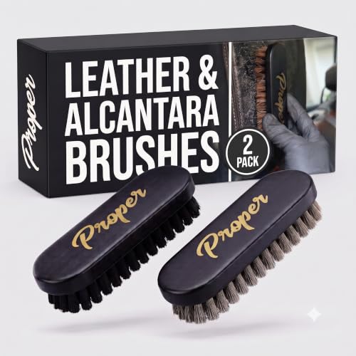 Leather and Alcantara Brush Set for Detailing Leather Seats, Steering Wheels | 2-Pack