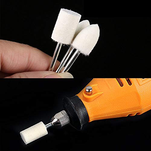 100Pcs Felt Polishing Wheels Wool Polishing Buffing Pads, Mandrel Mounted Grinding Bits，Polishing Grinding Head Wheel Tool Kit For Dremel Rotary Tool - 1/8 Inch Shank - view 6