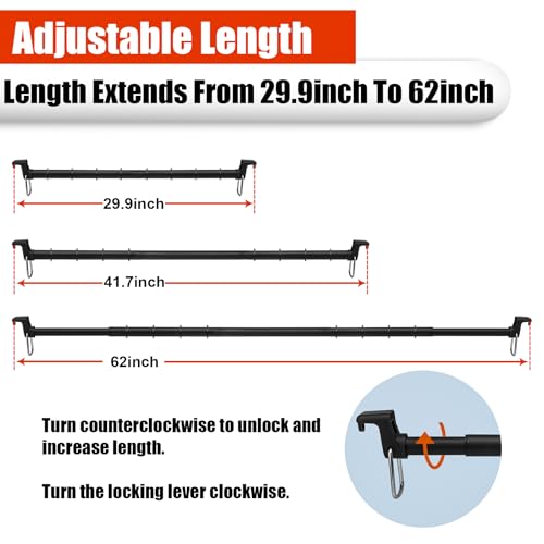 Car Clothes Hanger Bar, 30-63 Inches Expandable Heavy Duty Car Clothes Rack for Car Travel - Adjustable Clothes Storage Hanger Automotive Travel Hanging Rack for Most Cars,Trucks,SUVs,Road Travelers - view 5