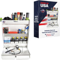 445 Trailer Door Cabinet Organizer Senior Work Station Storage - Made in USA - Flip Out Work Tray Spring Loaded Paper Towel Tensioner Aluminum Garage Bike Shop 25 x 6 x 30 (Silver)