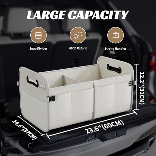 Trunk Organizer for Car - 70L Collapsible Sturdy Car Storage, White - view 2