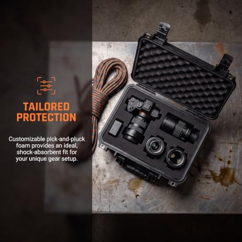All Weather IP67 Waterproof Hard Camera Case,Hard Protective Case,Hard Case with Customizable Foam,Fit Use of Drones,Camera,Equipments,Pistols(Black,15.98x12.99x6.85inches) - view 3