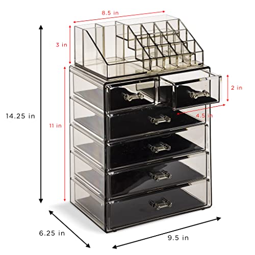Makeup Organizer, 6-Drawer Acrylic 2-Piece Set (Black Jewel) - view 3