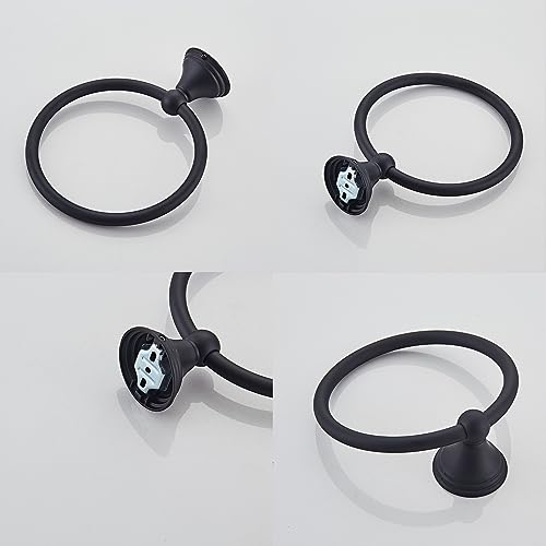 Towel Ring for Bathroom, Matte Black Hand Towel Holder 1 Pack, Bathroom Accessories and Towel Racks for Bathroom Wall Mount - view 7