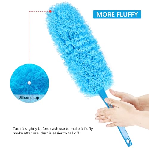 Rainbow Static Duster 24inch Reusable Microfiber Electrostatic Dusters with 2 Beandable and Washable Duster Head for Cleaning Home, Office, Car - view 5