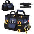 16-Inch Heavy Duty Tool Bag, 22 Pockets Empty Tool Box Organizer Storage, Soft Large Tote Toolbox Organization Portable Handle Carry Drill Toolbag for Handyman Home DIYer, Dad Men Gifts, Blue