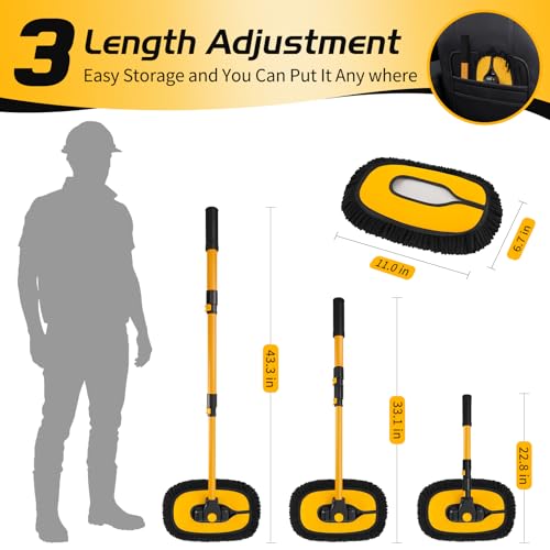 15° Curved Car Wash Brush with Long Handle, 2 Scratch-Free Mop Heads - view 2