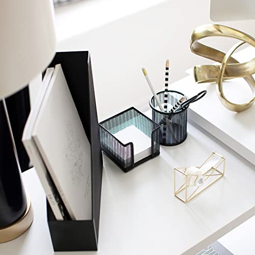 Black Desk Organizer Set | 5-Piece Metal Office Supplies Collection with Hanging File Organizer, Magazine Holder, Pen Cup, Sticky Note Holder & Letter Sorter | Workspace Organization - view 4