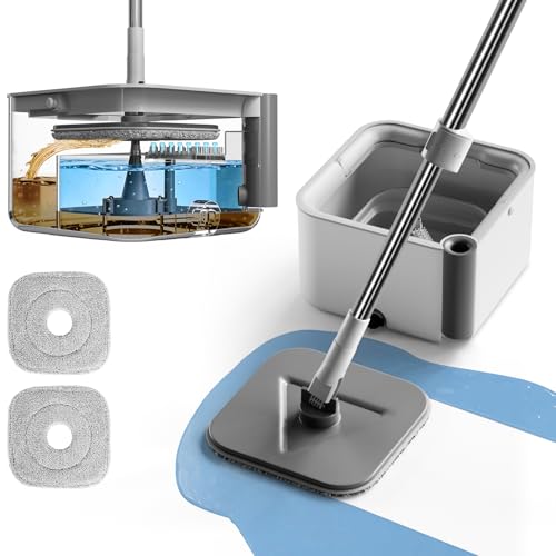 Spin Mop and Bucket Set,Separate Clean & Dirty Water Tank