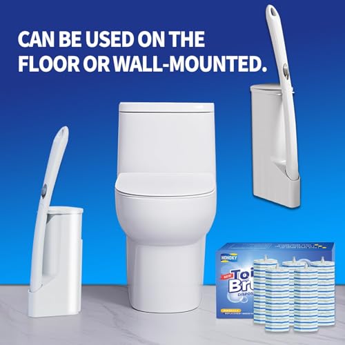 Disposable Toilet Brush Cleaning System with 50pcs Refills Pads Replacement Heads, Toilet Cleaning Stick, Wall Mounted Wand Kit Bathroom Maintenance, Toilet Bowl Cleaner Brush Holder and Set - view 4