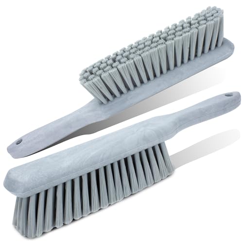8 Inch Soft Counter Brush with Polyester Bristles and 5 Inch Handle, Color Coded Handheld Broom for Tables Countertops and Foodservice Surfaces, Gray - view 2