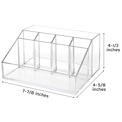 Stackable Desk Organizer, Clear Pen Pencil Makeup Brush Holder for Desktops and Vanities, 6 Compartment Caddy (Made in USA) - view 2