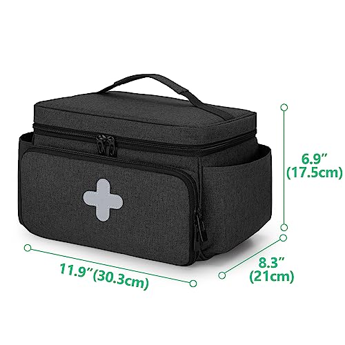 Small Medicine Storage Bag, Empty Family First Aid Kits Case, Black - view 6