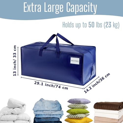 6 Pack Heavy Duty Moving Bags with Backpack Straps, Zippers & Handles, Extra Large Packing Bags for College Dorm Essentials, Moving Supplies Alternative to Cardboard Moving Boxes - view 2