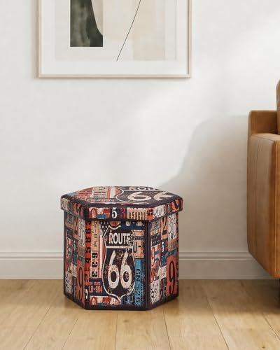 Foldable Storage Ottoman,15" Hexagonal Small Ottoman Footrest - view 2
