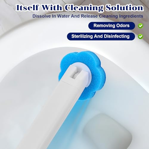 2 Pack Disposable Toilet Brush and Holder Set, Extended Handle Toilet Bowl Cleaner Wand with 48 Refills Replacement Heads Pads Bathroom Maintenance Bathtub Stick Cleaning System Starter Kit - view 5