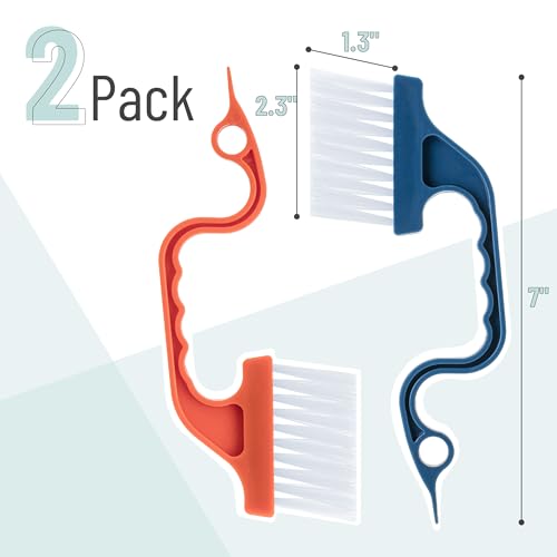 Slick- Window Track Cleaning Brush, 2 Pack, Navy Blue/Orange Ergonomic Handle, Built-in Scraper, Multipurpose, Window Track Cleaning Tools - view 2