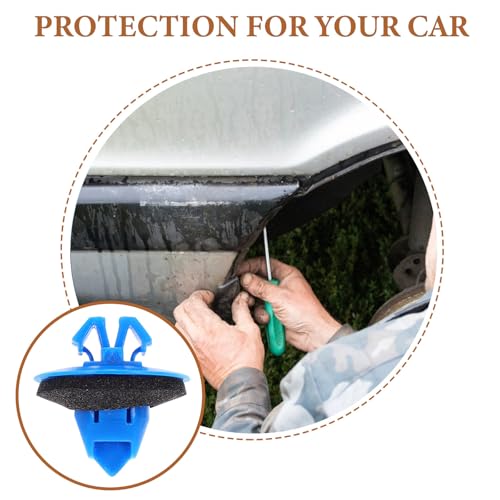 100pcs Fender Flare Clips with Washers Blue Plastic - view 3