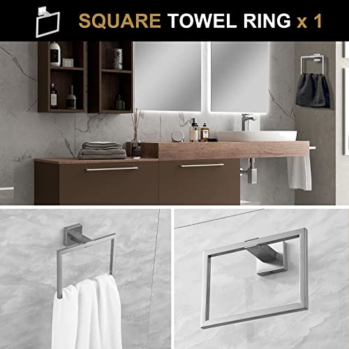 5-Piece Bathroom Hardware Accessories Set Brushed Nickel, Bathroom Towel Bar Holder Sets Wall Mounted Stainless Steel, 23.6-Inch - view 5
