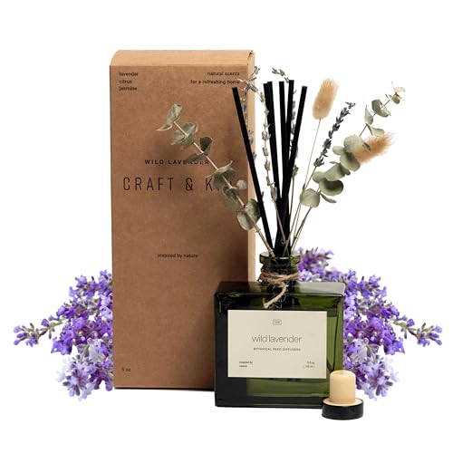 Premium White Peony & Tuberose Reed Diffuser with Dried Flowers – 5 oz Essential Oil Diffuser for Home & Bathroom – Long-Lasting Fragrance Diffuser Sticks – Room Decor Air Freshener