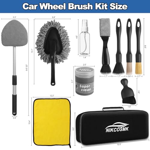 Windshield Cleaner Tool, 14Pcs Car Interior Cleaning Kit - Car Detailing Kit Interior Cleaner, Car Detailing Brushes, Car Duster Brush, All-in-One Inside Car Cleaning Supplies for Women Men - view 2