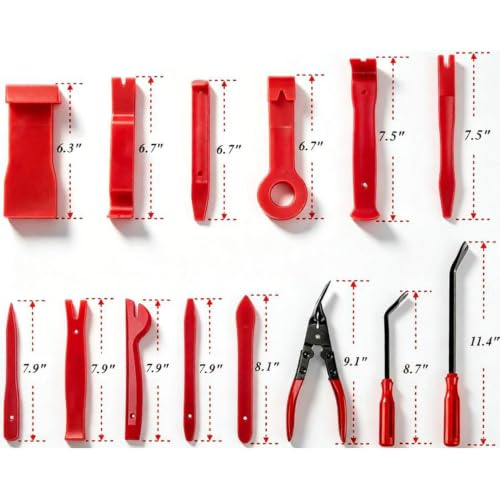 19Pcs Trim Removal Tool Set, Car Panel Door Audio Trim Removal Tool Kit for Automotive Auto Clip Pliers Fastener Remover Nylon Tool Set Vehicle Dash Radio Audio Installer with Storage Bag AUTR19NRD - view 3