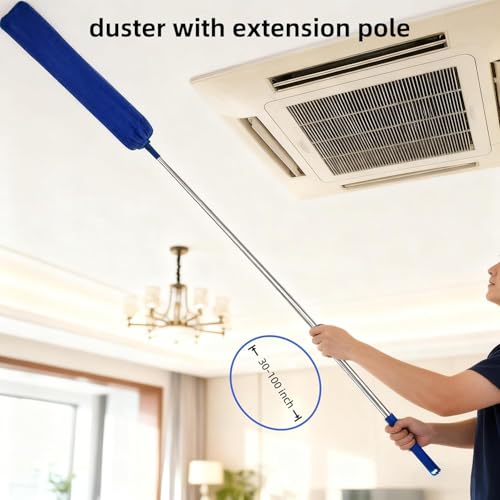 Retractable Gap Dust Cleaner Under Appliance Cleaning Tool, Flat Duster for Under Refrigerator Fridge Stove Couch Bed, Skinny Thin Duster for Tight Spaces (Green) - view 6