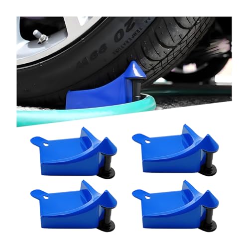 4PCS Car Hose Guide, Vehicle Detailing Cleaning Tools Hose Guides Preventing Wash Stuck Under The Tires, Automotive Wheel Rolling System Tool for Washing, Universal Fit (Blue)