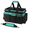 Wearable Cleaning Caddy Bag, Cleaning Caddy Supplies Organizer with Handle & Shoulder Straps for Housekeepers, Under Sink & Car Cleaning Tool Organizers with 4 Foldable Divider (Lake Blue)