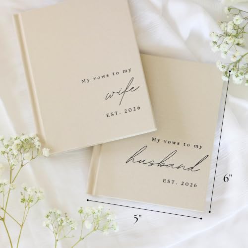 Wedding Vow Books His and Hers 2 Pack Personalized 2026 Year Linen Vow Book - view 5