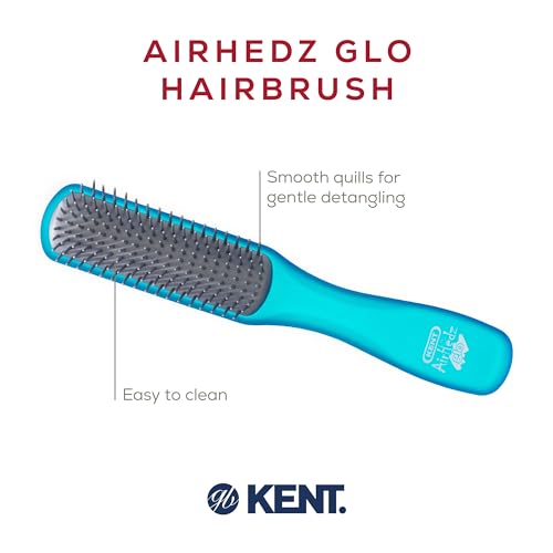 AHGLO02 Airhedz Glo Blue Half Round Narrow Detangling Hair Brush - 9 Row Ionic Anti Static Non Scratch Long Nylon Bristle Great for Detangling and Smoothing Medium to Long Length Hair - view 4